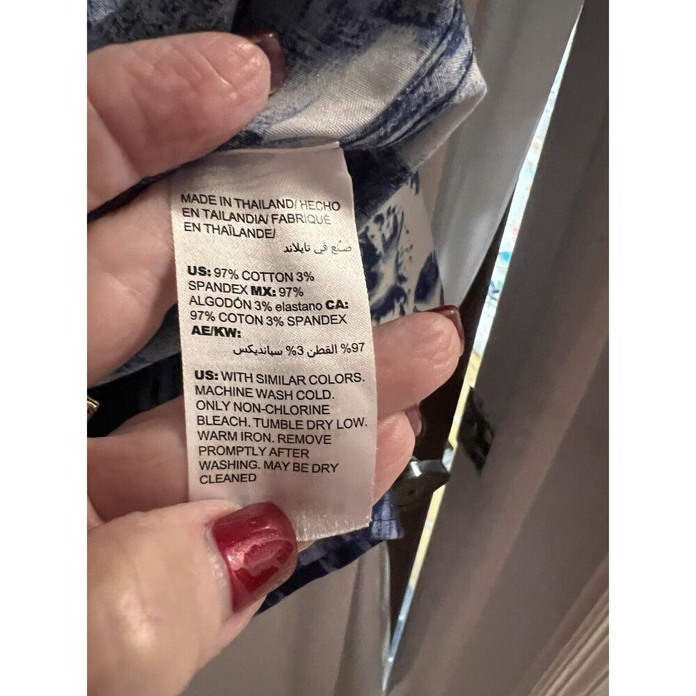 Chicos No Iron Petite Cotton Blend Batik Print Tunic Top Size 18 - Picture 6 of 9